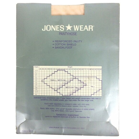 Jones Wear Pantyhose Medium Tall Pink Champagne Reinforced Panty Sandalfoot - Picture 2 of 3